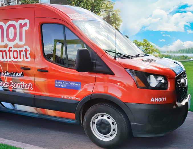Anchor Home Comfort Plumbing service van with HVAC, plumbing, and electrical branding parked in a suburban neighborhood, promoting local trust. Anchor Home Comfort Plumbing service van with HVAC, plumbing, and electrical branding parked in a suburban neighborhood, promoting local trust.